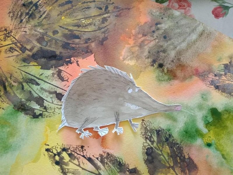 Mixed Media Kunst: Tiere im Winterwald