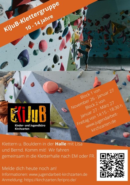 Klettergruppe 10 - 14 Jahre Block 1 Kletterhalle