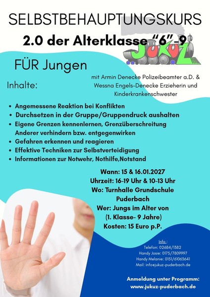 Selbstbehauptungskurs für Jungen 2.0 der Altersklasse (1 Klasse-9 Jahre)