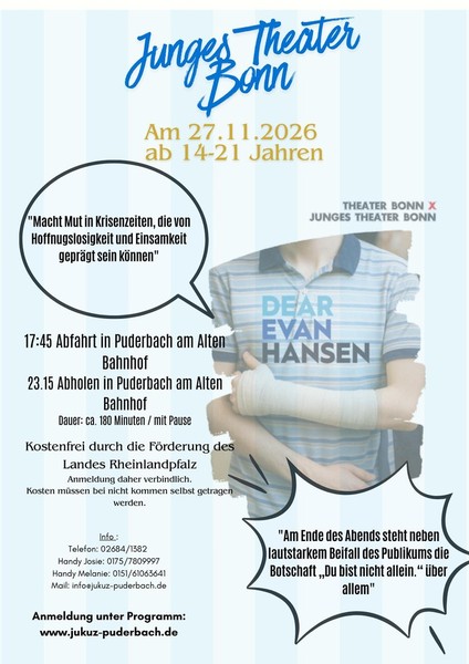 Theaterfahrt ins Theater nach Bonn " Dear Evan Hansen"