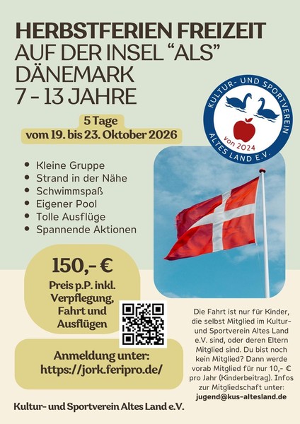 Herbstfreizeit auf der Insel Als in Dänemark vom 19. - 23. Oktober 2026